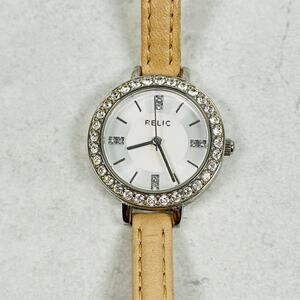 Relic by Fossil Watch Womens 27mm Pave Rhinestone Bezel Skinny Band New Battery